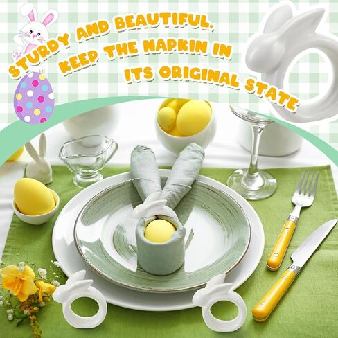 Tessco Porcelain Easter Napkin Rings Set of 8 Easter Bunny Napkin Rings Easter Rings for Napkins Bunny Napkins Rings Napkin Holders for Cloth Napkins Ceramic Easter Table Decor Vintage (Colorful) in Saudi Arabia