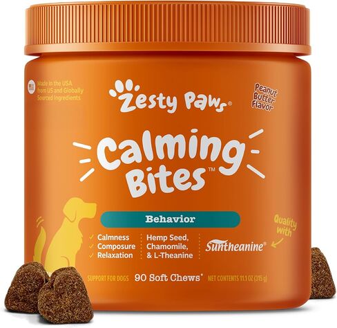 Zesty Paws Advanced Calming Chews for Dogs - for Everyday Stress, Relaxation, Composure, and Separation Bacon Flavor 90 Count in Saudi Arabia