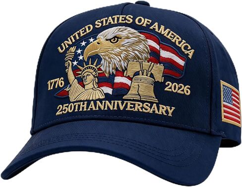 USA 250th Anniversary Embroidered Baseball Cap - Patriotic Hat for Men and Women - Adjustable Baseball Cap with Eagle & Flag in Saudi Arabia