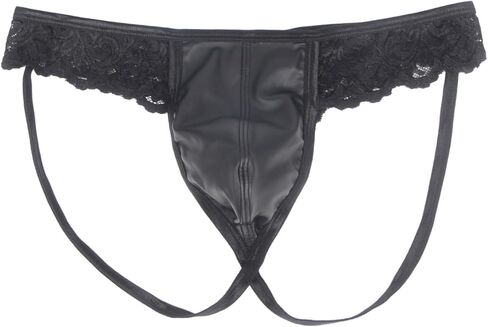 comeondear Mens Lace Thong Pouch Underwear Sexy Low Rise G-String Bikini Jockstraps for Men Jock Strap Briefs Black in Saudi Arabia