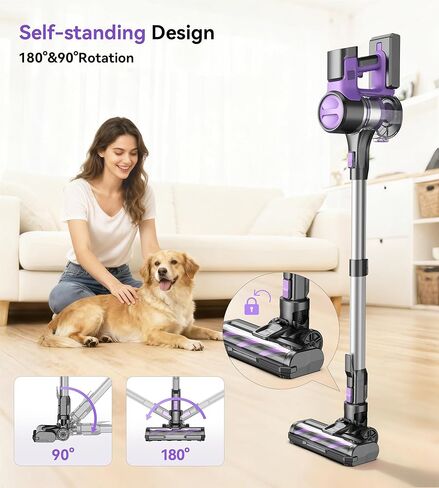 S10K Cordless Vacuum Cleaner, 55Kpa 60mins Lightweight Stick Vacuum with Powerful Suction for Home, Rechargeable, Self-Standing, Handheld Vacuum Cleaners for Hardwood Floors, Carpets, Pet Hair in Saudi Arabia
