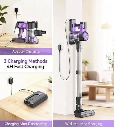 S10K Cordless Vacuum Cleaner, 55Kpa 60mins Lightweight Stick Vacuum with Powerful Suction for Home, Rechargeable, Self-Standing, Handheld Vacuum Cleaners for Hardwood Floors, Carpets, Pet Hair in Saudi Arabia