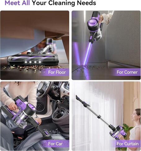 S10K Cordless Vacuum Cleaner, 55Kpa 60mins Lightweight Stick Vacuum with Powerful Suction for Home, Rechargeable, Self-Standing, Handheld Vacuum Cleaners for Hardwood Floors, Carpets, Pet Hair in Saudi Arabia