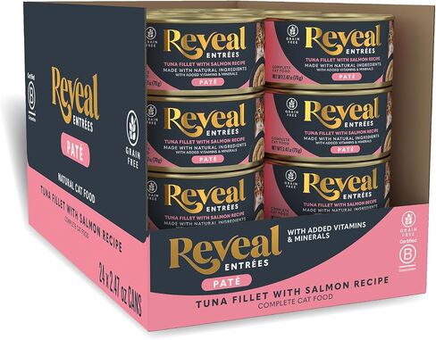 Reveal Entrées Natural Wet Cat Food Paté, Grain-Free with Added Vitamins & Minerals, Carrageenan-Free and High Protein, Variety Selection in Pate (20 x 2.47 oz cans) in Saudi Arabia