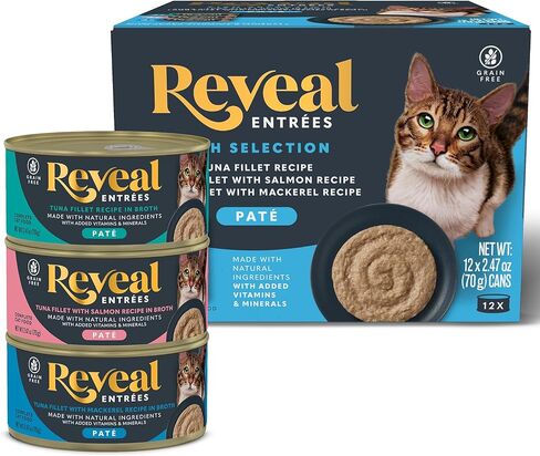 Reveal Entrées Natural Wet Cat Food Paté, Grain-Free with Added Vitamins & Minerals, Carrageenan-Free and High Protein, Variety Selection in Pate (20 x 2.47 oz cans) in Saudi Arabia