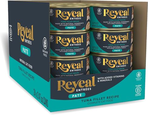 Reveal Entrées Natural Wet Cat Food Paté, Grain-Free with Added Vitamins & Minerals, Carrageenan-Free and High Protein, Variety Selection in Pate (20 x 2.47 oz cans) in Saudi Arabia