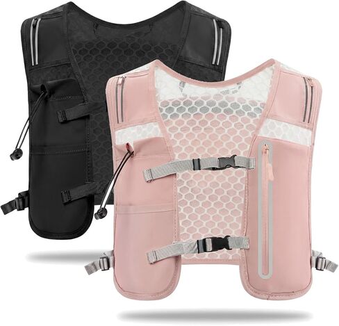 2 Pcs Running Vest for Women Men, Reflective Running Vest with Adjustable Waistband & Phone Pocket, Outdoor Pack Lightweight Breathable Backpack for Marathon Hiking in Saudi Arabia