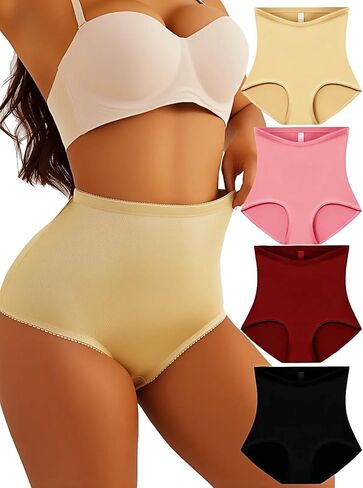 Women's High Waisted Tummy Control Girdle Panties for Women Full Coverage Underwear 4 Pack in Saudi Arabia