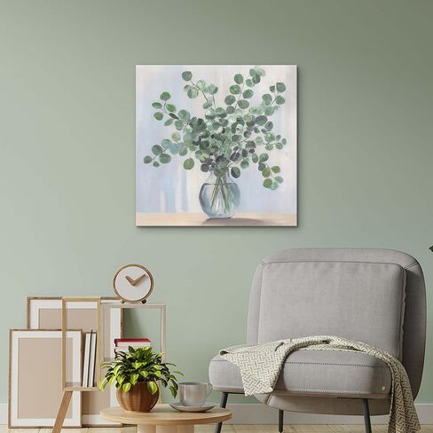 ArtSquare Blue Floral Canvas Wall Art - Tranquil Vase Flowers Painting Nature Scenery Artwork Blossom Prints for Bedroom Bathroom Decor 12x12 Inch in Saudi Arabia