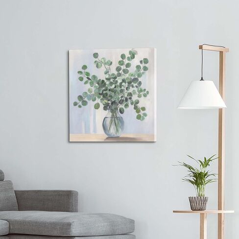 ArtSquare Blue Floral Canvas Wall Art - Tranquil Vase Flowers Painting Nature Scenery Artwork Blossom Prints for Bedroom Bathroom Decor 12x12 Inch in Saudi Arabia