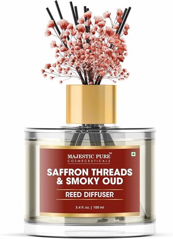 Majestic Pure Saffron & Oud Reed Diffuser, 3.4 fl oz | Long Lasting Oriental Fragrance for Home & Office in Saudi Arabia