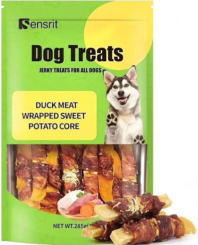 Duck Meat Wrapped Sweet Potato Core Dog Treats - Limited Ingredient, Novel Protein Snacks for Dogs with Sensitivities - Grain Free, Healthy Chews for Skin & Stomach, 10oz in Saudi Arabia