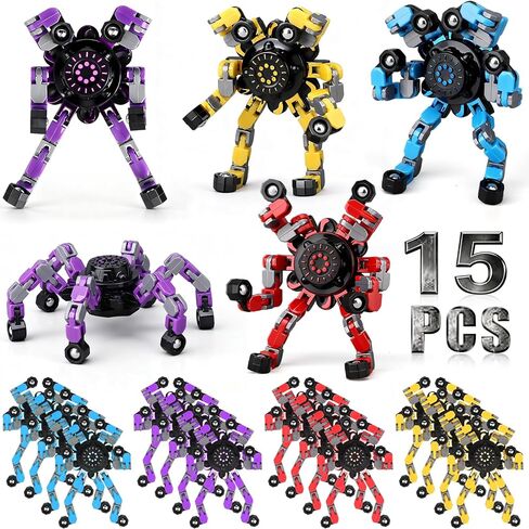 13 قطعة روبوت فيدجيت سبينر قابلة للتحويل سلسلة لعبة عيد الميلاد للأطفال البالغين، جيروسكوب بأطراف الأصابع قابلة للتشوه، لعبة مكتب دوارة يدوية مبتكرة، هدية عيد ميلاد، جوائز الفصل الدراسي، مستلزمات الحفلات in Kuwait