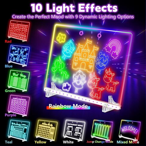16" Led Drawing Board for Kids with 18 Tracing Pages - 4 Modes & Acrylic Led Note Board with 7 Colors, Light up Magic Boards for Art Kit, Birthday & Christmas Gifts for Teenage Girls & Boys, 39PCS in Saudi Arabia