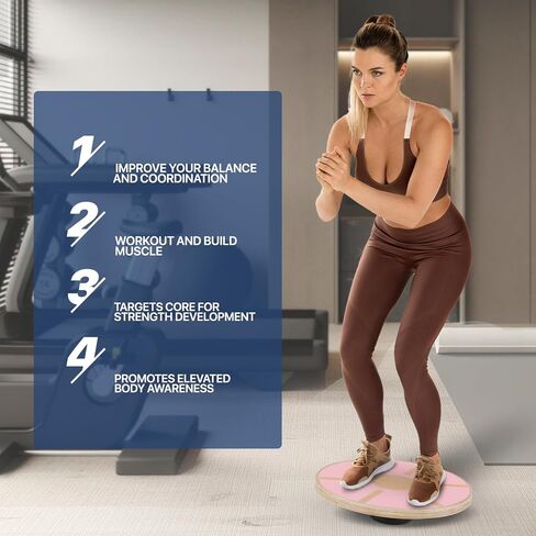 MADOG Wooden Wobble Balance Board for Adults, 15.5" Anti-Skid Sandpaper for Workout Core Trainer Physical Therapy, Home Gym Stability Board in Saudi Arabia