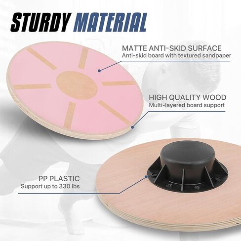 MADOG Wooden Wobble Balance Board for Adults, 15.5" Anti-Skid Sandpaper for Workout Core Trainer Physical Therapy, Home Gym Stability Board in Saudi Arabia