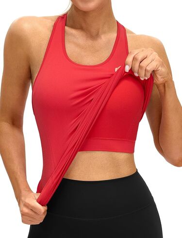 MathCat Racerback Workout Tank Tops for Women, Seamless Padded Athletic Yoga Tops Camisole Shirts with Built in Bra in Saudi Arabia