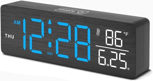 منبهات رقمية خشبية من DreamSky لغرف النوم - ساعة مكتب مع تاريخ ويوم من الأسبوع لغرفة المعيشة، ساعة بجانب السرير مع باهتة، حجم قابل للتعديل، درجة الحرارة، التوقيت الصيفي التلقائي، ديكور خشبي للمكتب in Kuwait