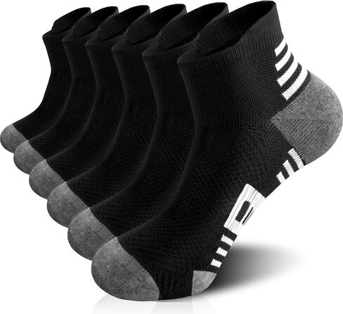 6 أزواج من الجوارب الرجالية للكاحل، مريحة وممتصة للتنفس ومبطنة للجري|جوارب كاجوال للرجال مع دعم للقوس وعلامة تبويب للكعب in Kuwait