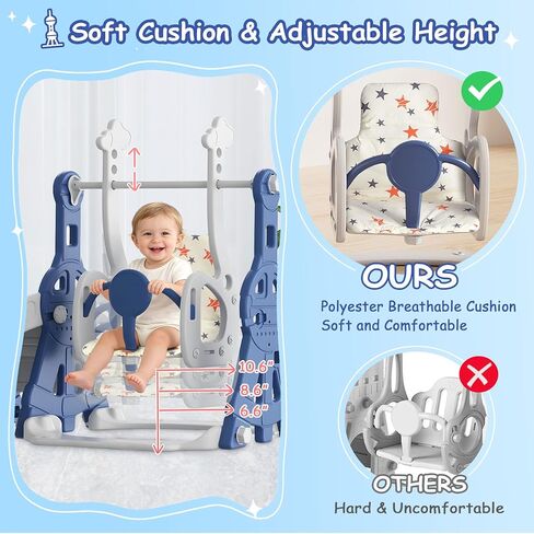 BIERUM 4 in 1 Toddler Slide and Swing Set, Baby Slide for Toddlers Age 1-2, with Basketball Hoop, Indoor Outdoor Toddler Playset Pink in Saudi Arabia