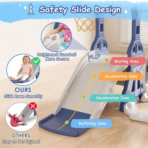 BIERUM 4 in 1 Toddler Slide and Swing Set, Baby Slide for Toddlers Age 1-2, with Basketball Hoop, Indoor Outdoor Toddler Playset Pink in Saudi Arabia