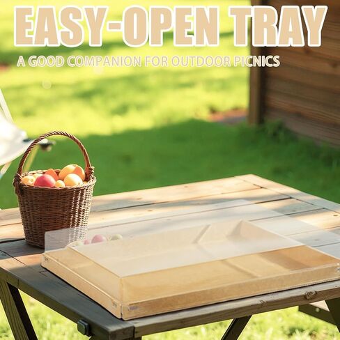 5 Pcs Serving Trays Sets Catering Trays with Lids, Paper Charcuterie Boxes with Clear Lids, Party Platters Take Out Food Containers for Snacks Fruit Cookies Dessert Sandwiches(16.5 × 11× 2 inch) in Saudi Arabia