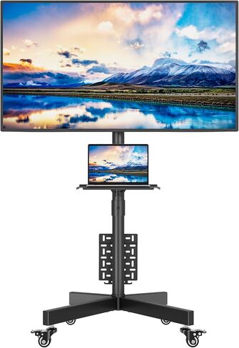 BONTEC Rolling TV Stand with Pegboard Storage for 23–60 Inch TVs, Holds, Height Adjustable Mobile TV Cart on Metal Wheels with Shelf & Cable Management,Holds up to 88 lbs, Max VESA 400x400mm in Saudi Arabia