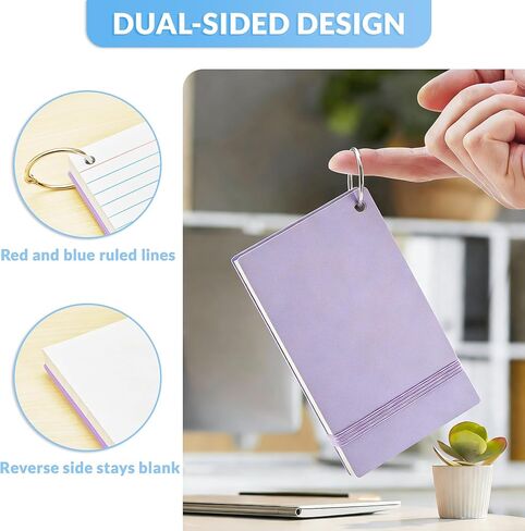 NEEWAY Ruled Index Cards with Ring 3x5 Inches, 200 Count Note Cards Lined, Flash Cards with Rings for Studying, Home and Office (Pastel) in Saudi Arabia