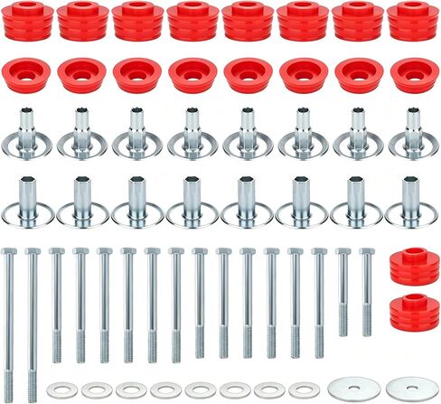 لمجموعة جلبة تثبيت جسم Ford - لجلبة تثبيت الكابينة F250 F350 08-16 Super Duty 2WD 4WD من البولي يوريثين وأكمام فولاذية مثبتة على الجسم KF04060BK (أحمر) in Kuwait