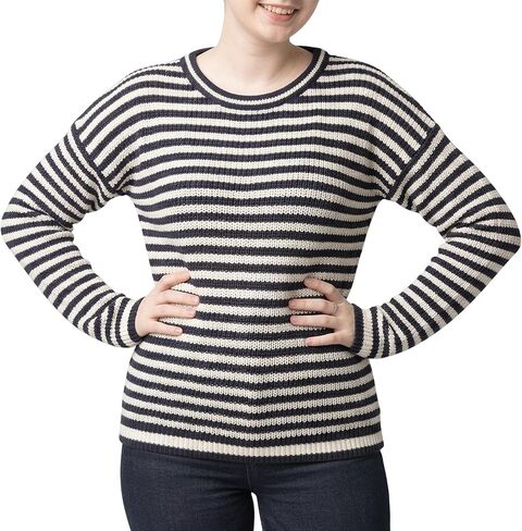 Womens Fall Striped Knit Sweater, Pullover Crew Neck Top, Warm Winter Sweaters for Women in Saudi Arabia