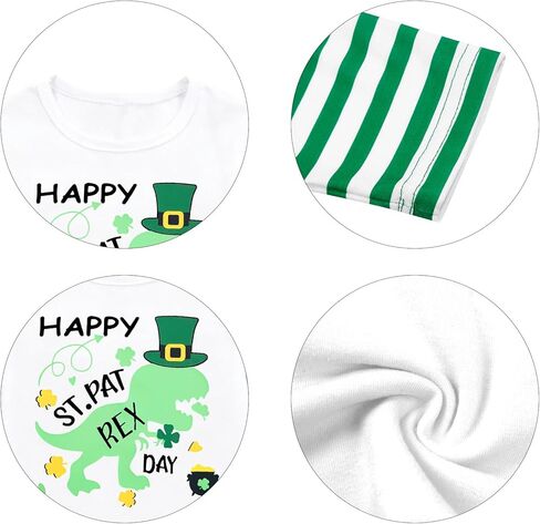 Toddler Boys Girls St Patricks Day Shirt Kids Lucky Clover Shamrock T-Shirt Dinosaur Stripped Long Sleeve Tops in Saudi Arabia