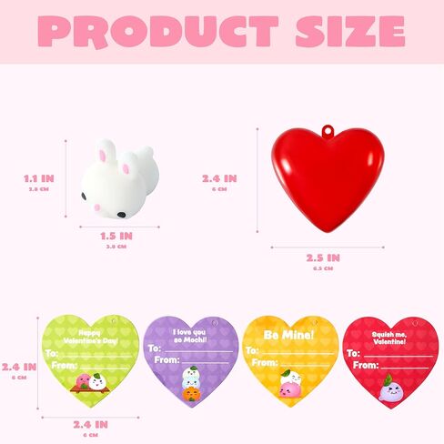 JOYIN 28 ألعاب Mochi الإسفنجية المملوءة بالقلوب وبطاقات عيد الحب للأطفال، هدايا حفلات تبادل الفصول الدراسية لعيد الحب، ألعاب تخفيف التوتر Kawaii لتبادل هدايا عيد الحب، وجوائز الألعاب وهدية الكرنفالات in Saudi Arabia