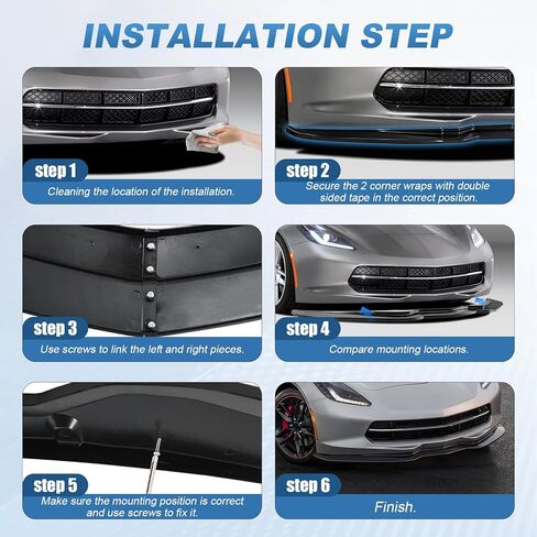 Gloss Black Front Bumper Lip Compatible with Corvette C7 2014-2019, Front Splitter Protector Body Kit in Saudi Arabia