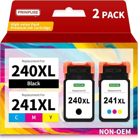 240XL 241XL Combo Pack PG-240XL CL-241XL بدائل لخراطيش حبر Canon 240 و241 باللون الأسود المستخدمة مع طابعة Canon Pixma MG3600 MG3620 TS5100 TS5120 MG3520 MG2120 MX452 MX512 in Saudi Arabia