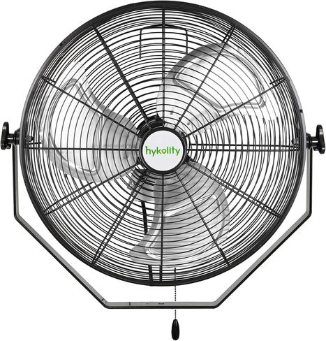 hykolity 4300 CFM 18 بوصة مروحة حائط صناعية، 3 سرعات عالية السرعة مروحة تثبيت على الحائط مع محرك مختوم، مراوح حظيرة معدنية شديدة التحمل للمتجر، المرآب، 2 حزمة in Kuwait