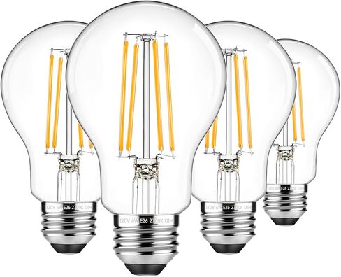 ASOMST Dimmable A19 LED Filament Bulb 60W Equivalent, 6W Vintage Edison Light Bulbs 5000K Daylight White 850 LM, Clear Glass, E26 Base, 4 Pack in Saudi Arabia