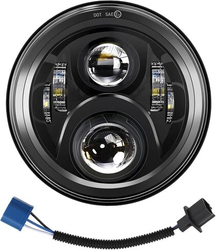 مصباح أمامي LED للدراجة النارية مقاس 7 بوصة متوافق مع Harley Davidson Fat Boy Street Glide Heritage Softail Road King Switchback Electra Glide Ultra Classic Indian، ياماه تريومف سوزوكي in Kuwait
