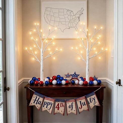 2 حزمة مضاءة عيد الفصح الربيع الأم زينة شجرة عيد الميلاد في الأماكن المغلقة، 2ft شجرة البتولا مع أضواء LED، منضدية صغيرة شجرة عيد الحب الوطنية مع أضواء، تعمل بالبطارية in Kuwait