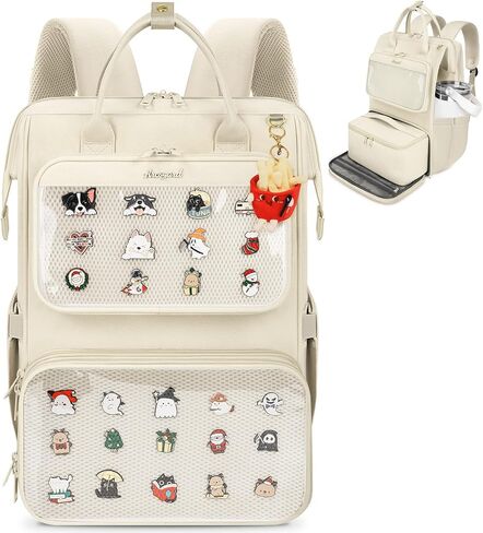 حقيبة ظهر Ita مع حجرة غداء، حقيبة ظهر Ita Bag Display Lunchbox Back Pack مع إدراج، 15.6 بوصة حقيبة ظهر للكمبيوتر المحمول للمدرسة، حقيبة كتب للسفر مع صندوق غداء للتنقل والحفلات التنكرية، أسود in Kuwait