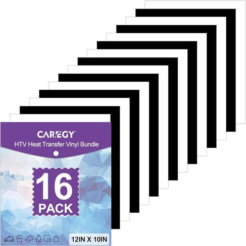 CAREGY HTV Heat Transfer Vinyl Bundle: 80 Pack 12" x 10" Iron on Vinyl for T-Shirt, 53 Assorted Colors for All Cutter Machine or Heat Press Machine in Saudi Arabia