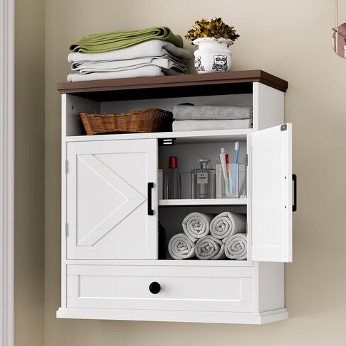 64.8" Farmhouse Corner Cabinet, Dining Room Tall Corner Cabinet with 4 Barn Doors and 5 Storage Shelves, Bar Storage Cabinets for Kitchen, Living Rooms, Laundry Room White in Saudi Arabia