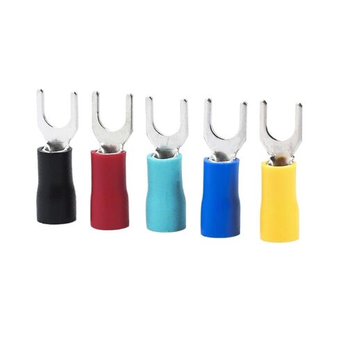 fengpeng 100Pcs/Lot Fork Type Wire Spring Terminal SV2-4 1.5-2.5mm² U Y Brass Insulated Spade Crimping Cable Connector AWG16-14(Mix 100) in Saudi Arabia