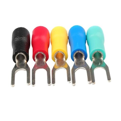 fengpeng 100Pcs/Lot Fork Type Wire Spring Terminal SV2-4 1.5-2.5mm² U Y Brass Insulated Spade Crimping Cable Connector AWG16-14(Mix 100) in Saudi Arabia