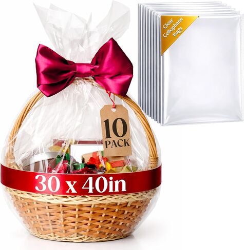 Clear Cellophane Wrap Roll (35in x 50ft) - Folded Cellophane Wrap for Gift Baskets, Cellophane for Flowers Bouquets in Saudi Arabia