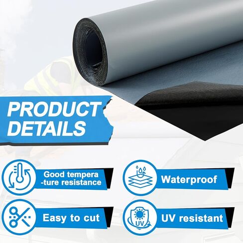 Roof Waterproof Tape 8in x 15ft - Heavy Duty TPU Self-Adhesive Leak Repair Tape for Metal & Corrugated Roofs, Windows, Rvs, Gutters - Instant Waterproof Seal & Weatherproof Repair (Gray) in Saudi Arabia