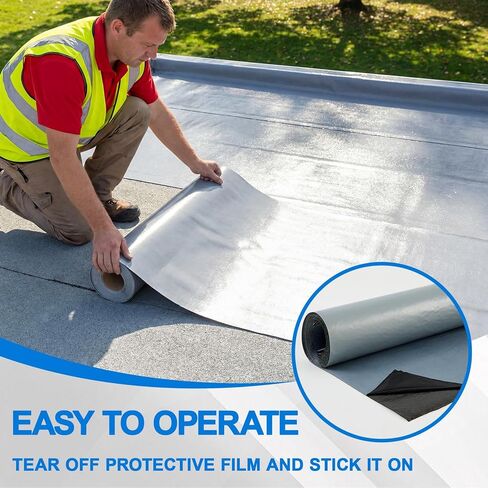 Roof Waterproof Tape 8in x 15ft - Heavy Duty TPU Self-Adhesive Leak Repair Tape for Metal & Corrugated Roofs, Windows, Rvs, Gutters - Instant Waterproof Seal & Weatherproof Repair (Gray) in Saudi Arabia