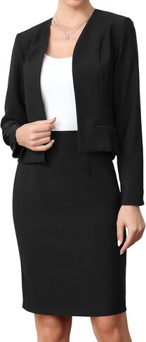 Allegra K Business Skirt Suit Set for Women Office Work Open Front Blazer and Pencil Skirt Elegant 2 Piece Outfits in Saudi Arabia
