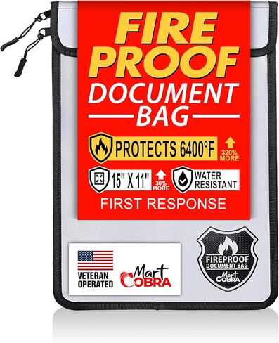 حقيبة مستندات مقاومة للحريق من مارت كوبرا مع سحاب مقاوم للحريق وتخزين المستندات المقاومة للماء، حقيبة نقود مقاومة للحريق، مقاومة للحريق للمستندات المنزلية المهمة، ملحقات آمنة، حامل ورق، حقيبة مغلف للسفر in Kuwait