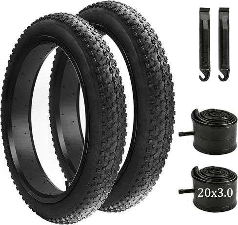 20 x 3.0 Fat Bike Tire and Tube Set, Folding 20 Inch Fat Tire 76-406 with Tire Levers, 20x3.0 Ebike Replacement Tire for Electric Bikes and Mountain Bikes in Saudi Arabia