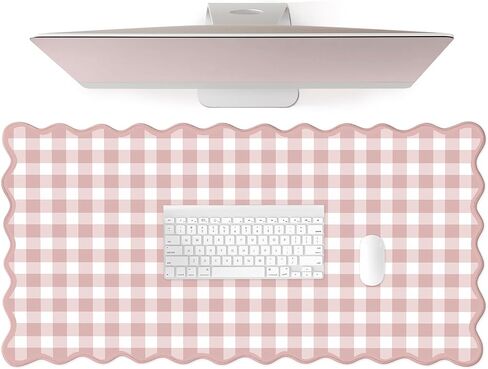 صدفي‌ أخضر متقلب مكتب حصيرة لطيف باستيل كبير لوحة ماوس الألعاب القماش القطني Kawaii Cottagecore ‌Vintage‌ جرلي لوحة المفاتيح الكمبيوتر حصيرة الجمالية لوحة مكتب الملحقات مكتب ديكور للنساء in Kuwait